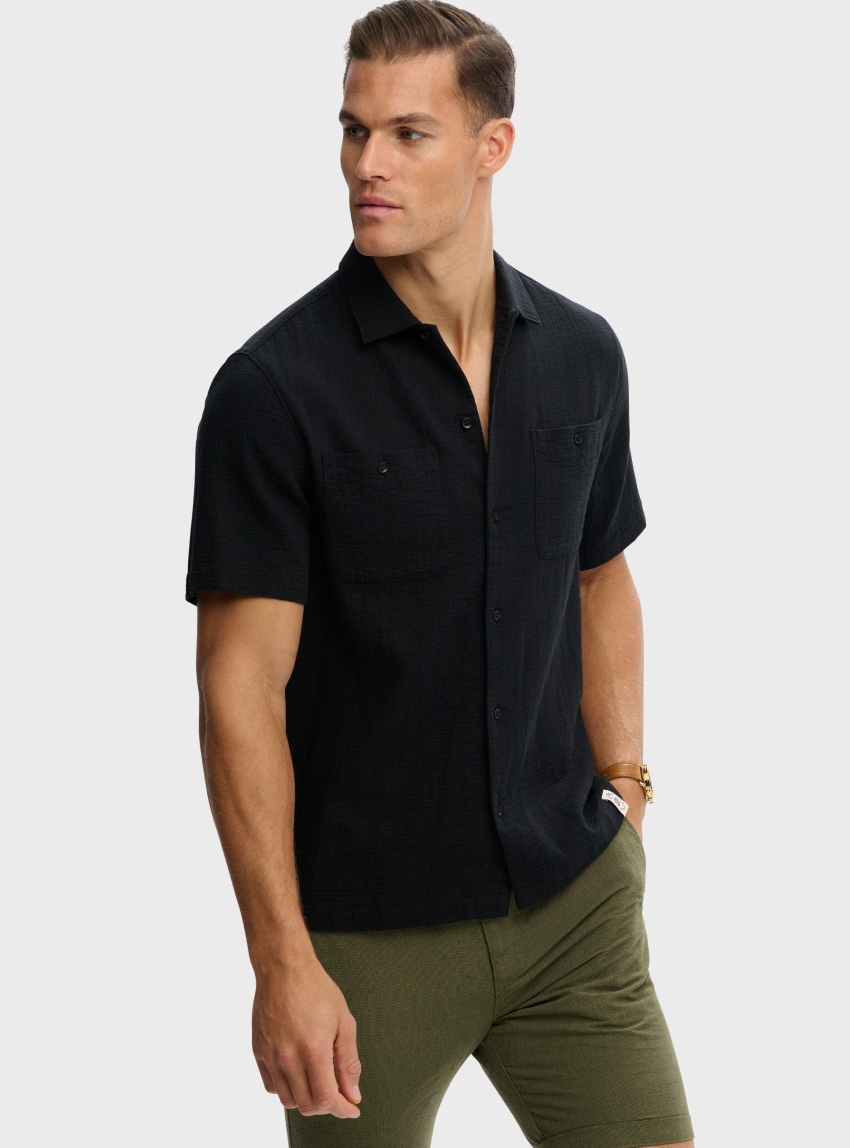 Superdry The Merchant Store - Textured Short Sleeve Shirt - Black