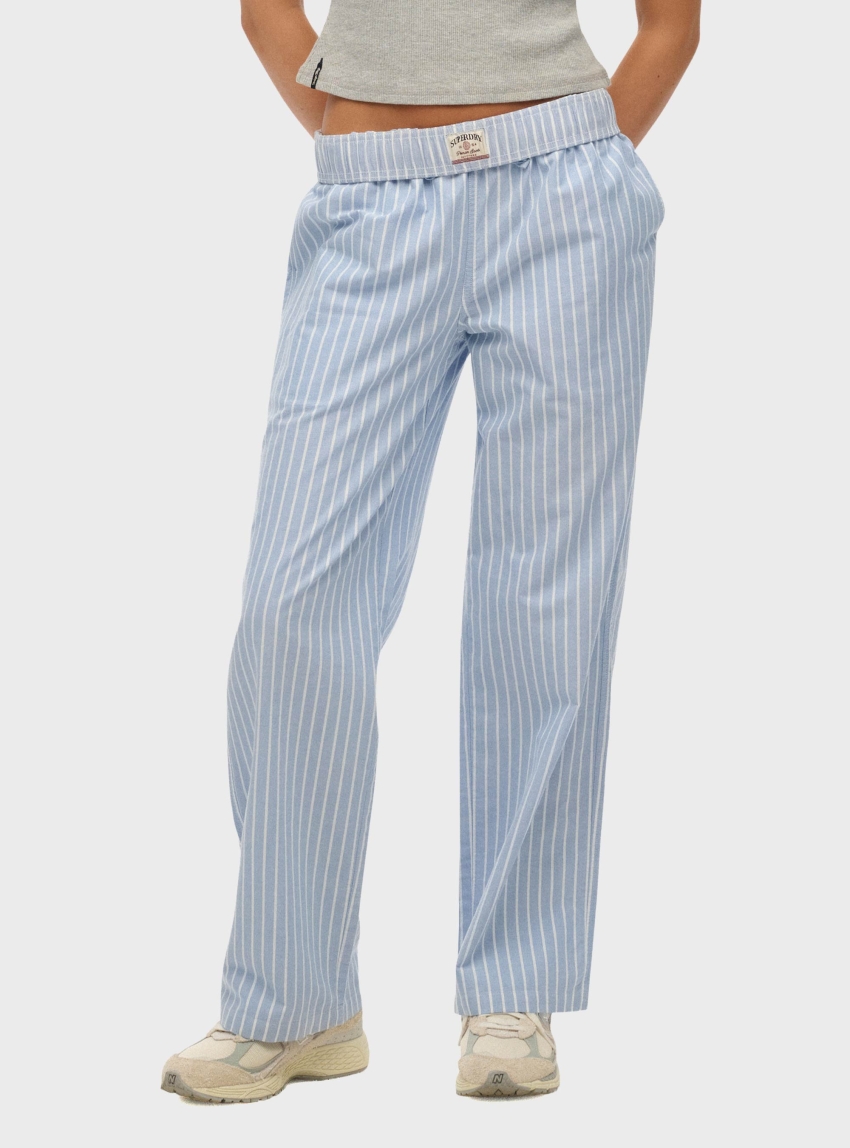 Superdry Organic Cotton Stripe Elasticated Trousers - Light Blue