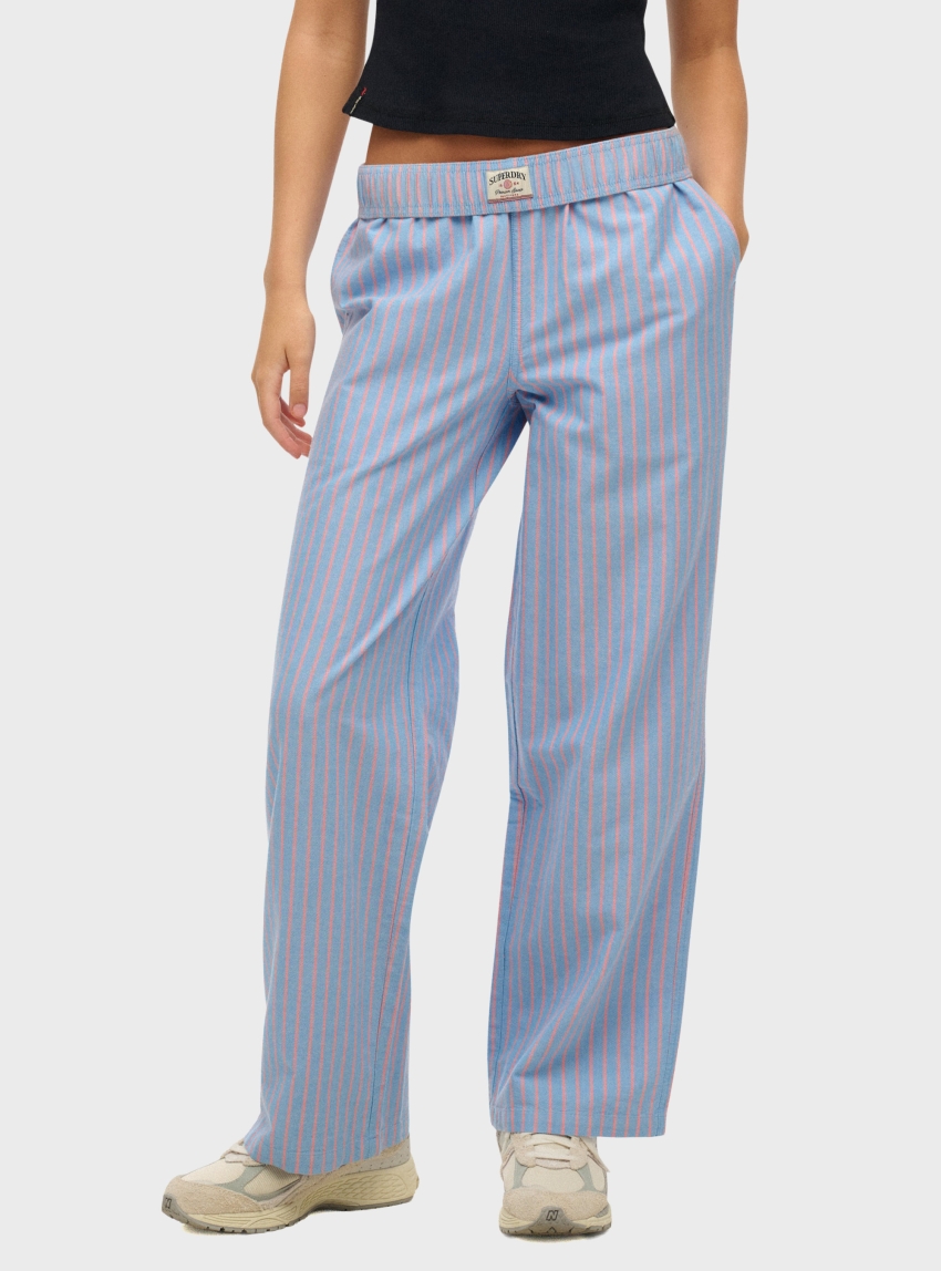 Superdry Organic Cotton Stripe Elasticated Trousers - Pink
