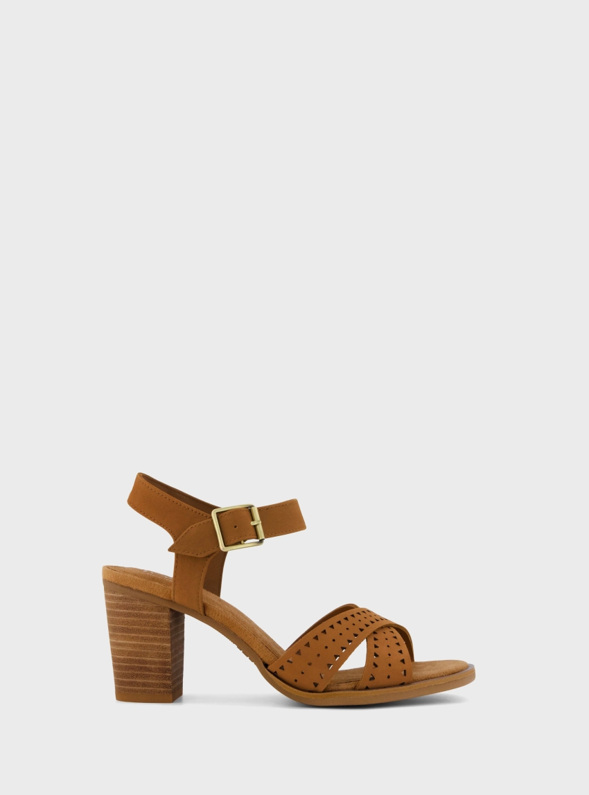 Toms Majorca Ankle Strap Heel Sandals - Light Brown