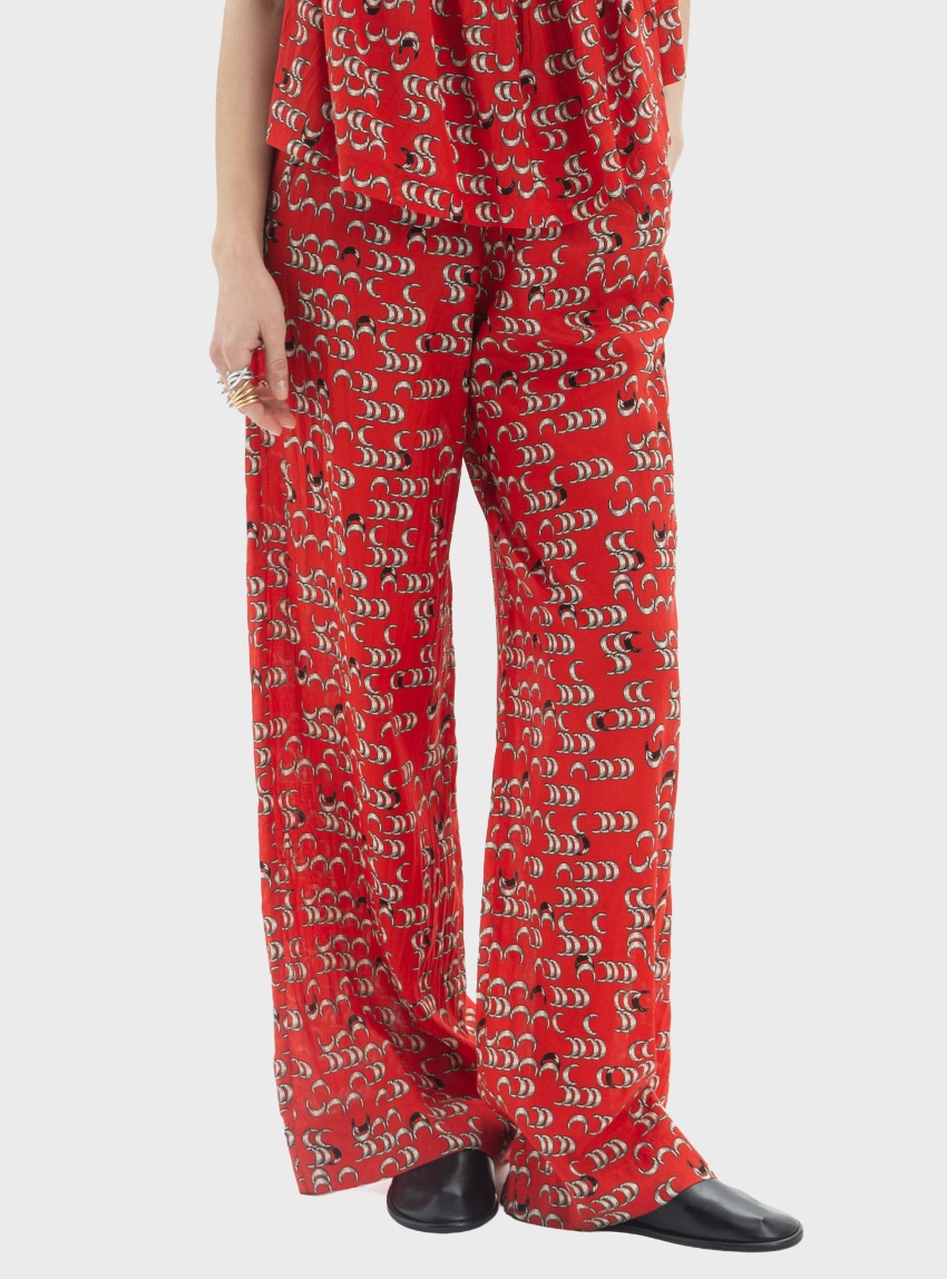 Black & Black  Relaxed Straight-Leg Pants - Red