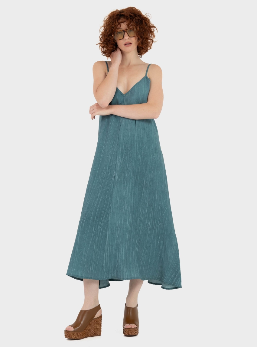 Black & Black  Long Slip Dress - Petrol