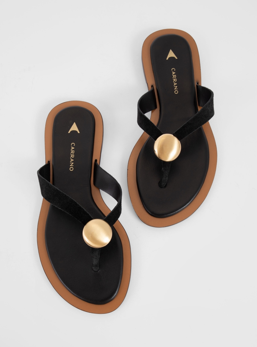 Carrano Leather Flip Flops - Black