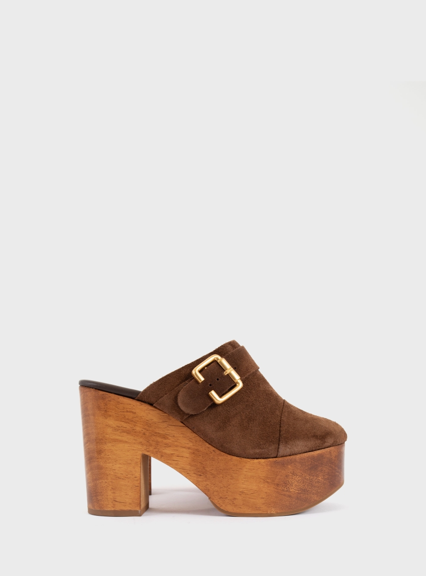 Carrano Heeled Clogs - Brown