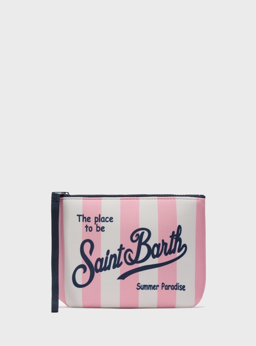 MC2 Saint Barth Aline scuba pouch with pink striped print - Pink
