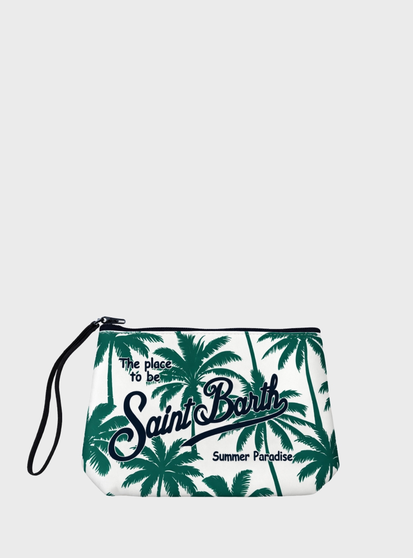 MC2 Saint Barth Aline scuba pouch with palms allover - Green