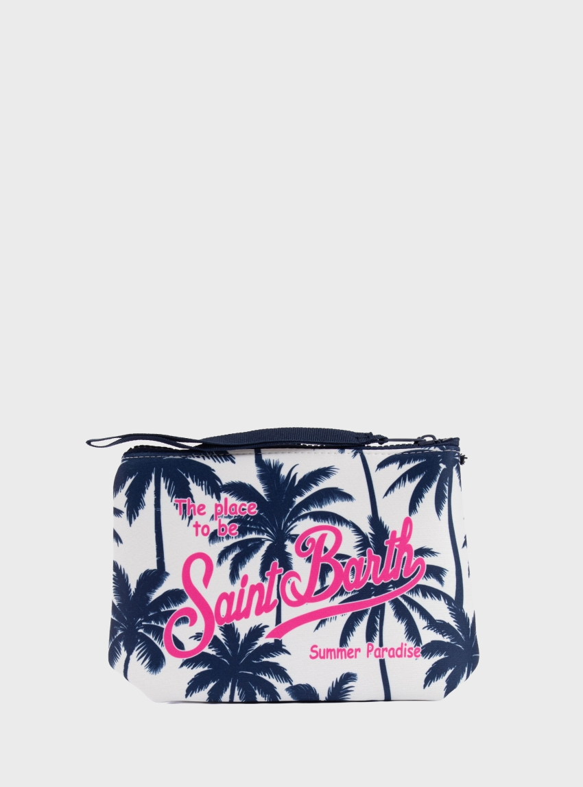 MC2 Saint Barth Aline scuba pouch with parlms allover - Blue