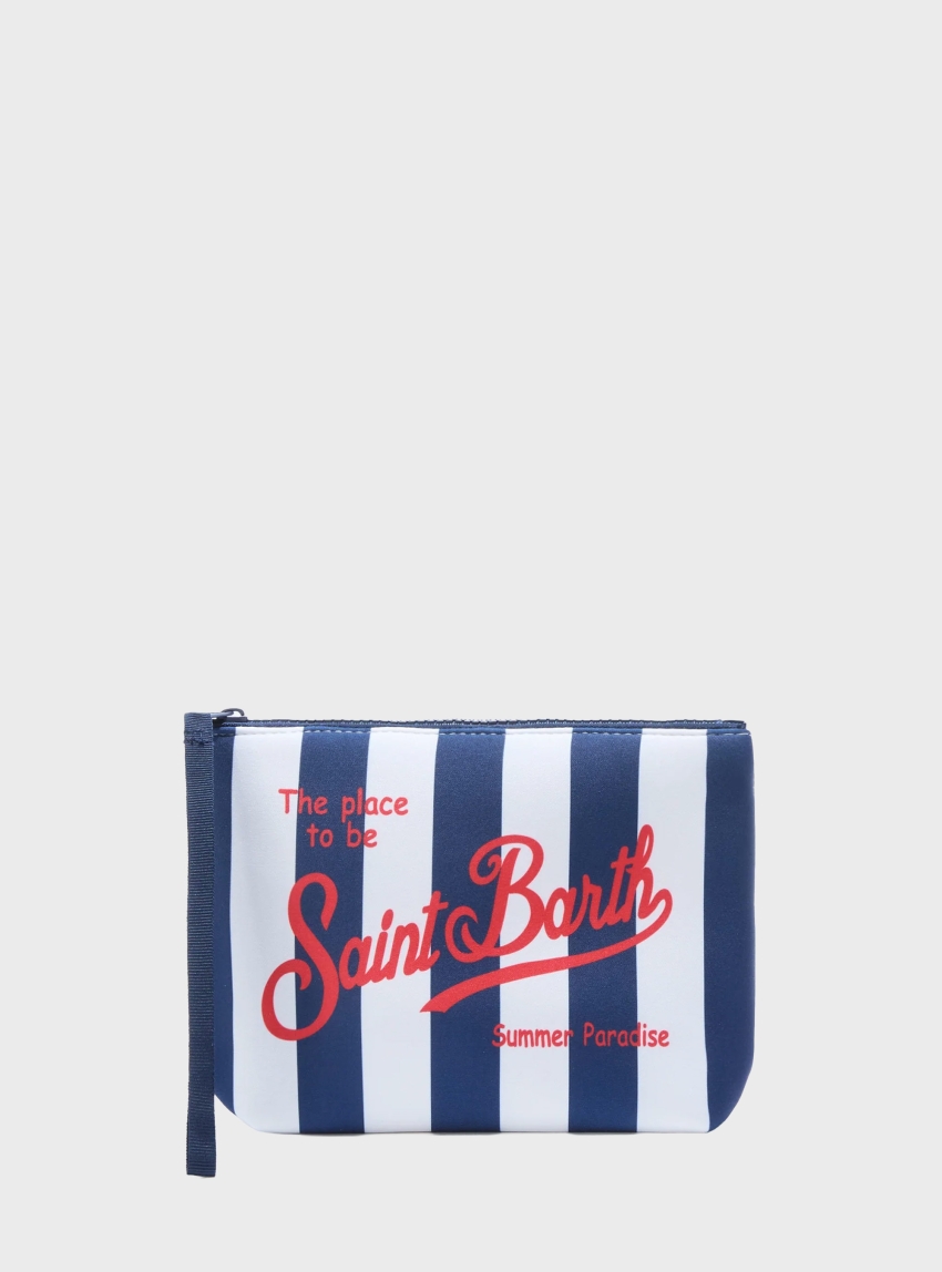 MC2 Saint Barth Aline scuba pouch with wide blue stripes - Striped Blue