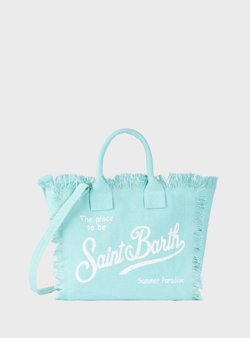 MC2 Saint Barth Canvas Colette bag with fringes - Aquamarine