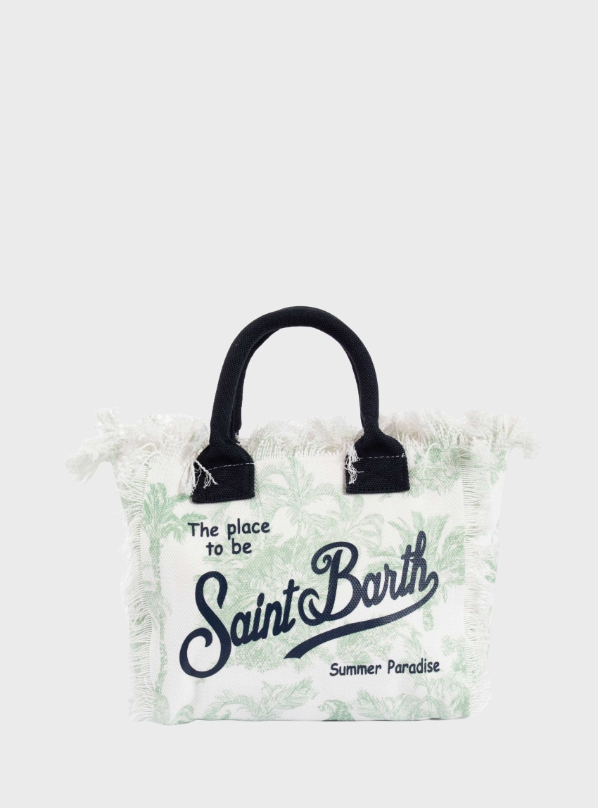 MC2 Saint Barth Canvas Colette bag with fringes - Pale Green