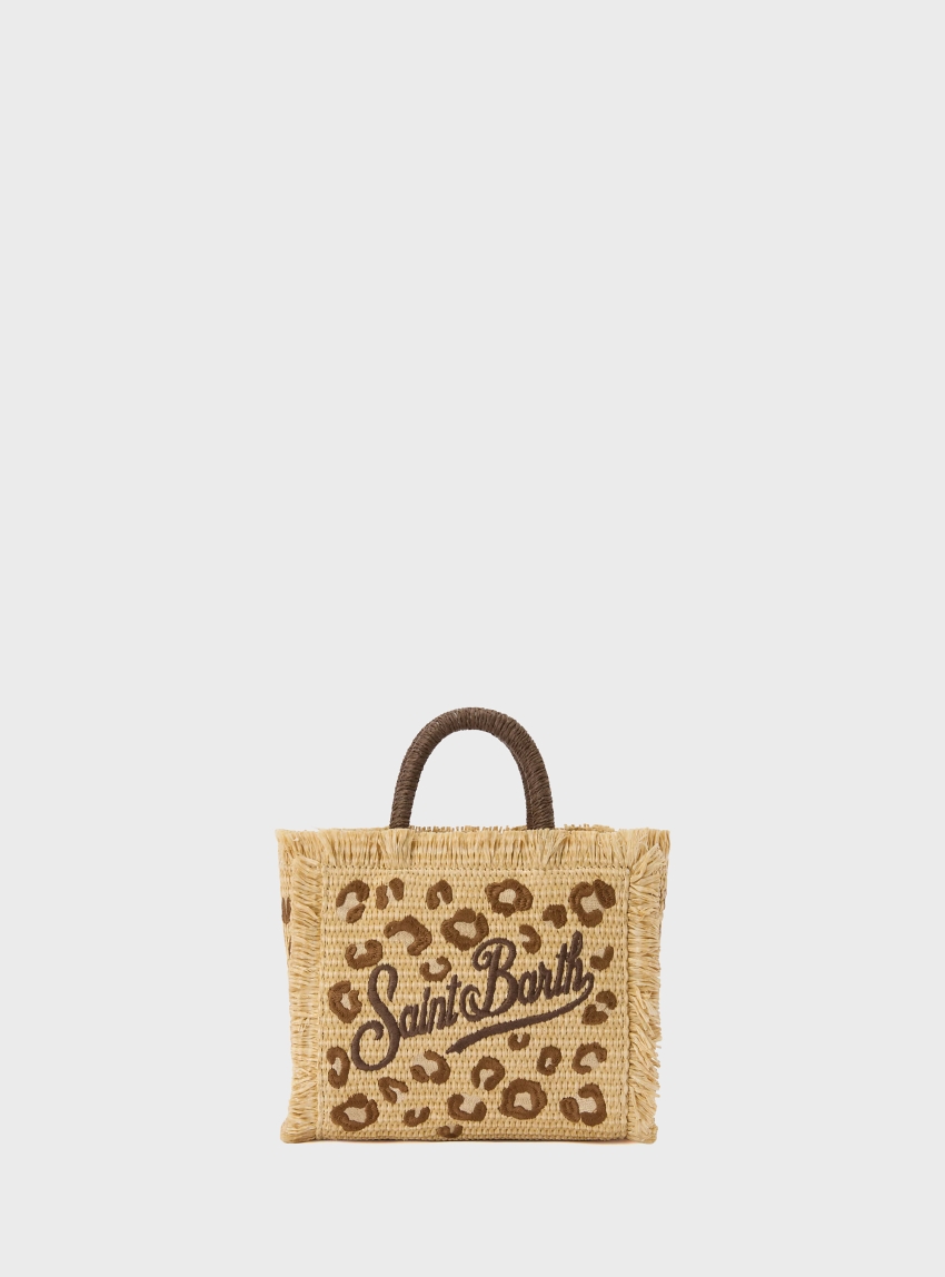 MC2 Saint Barth Vanity mini straw effect bag with leopard embroidery - Leopard Print