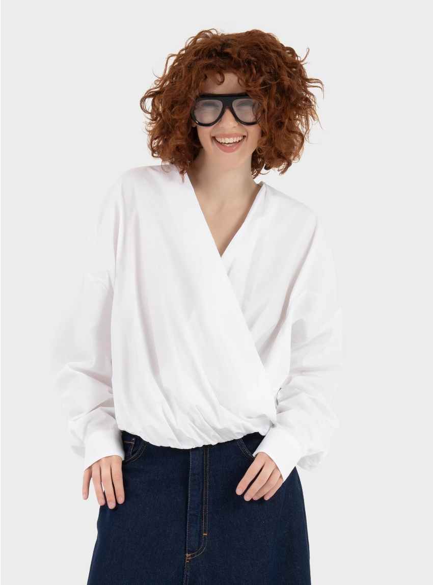 Souvenir Wrap Over Shirt - White