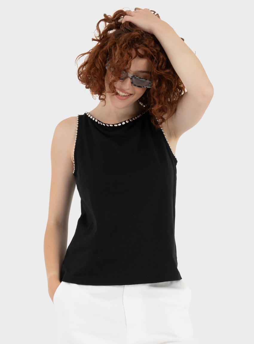 Souvenir Pearl Tank Top - Black