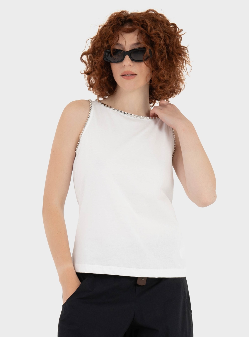 Souvenir Pearl Tank Top - White