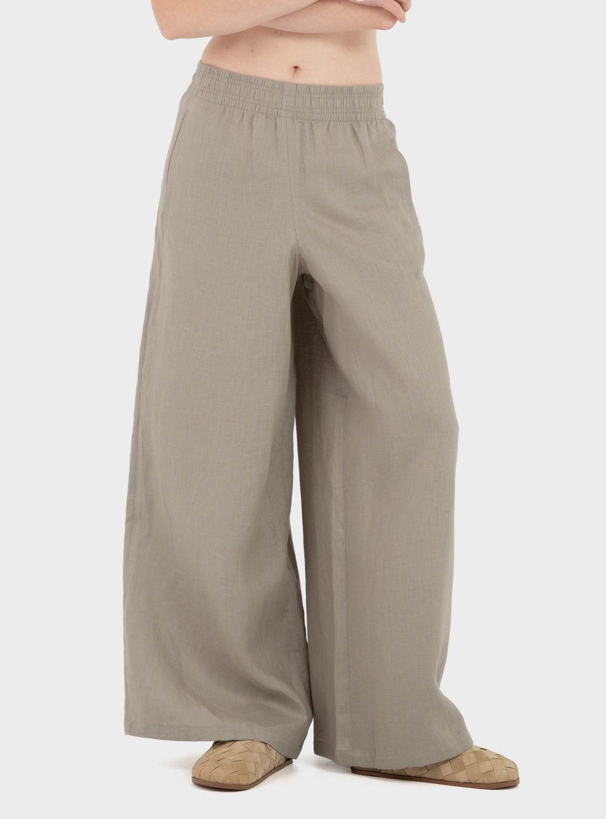 Drykorn Ceiling Wide Linen Trousers - Pumice Stone