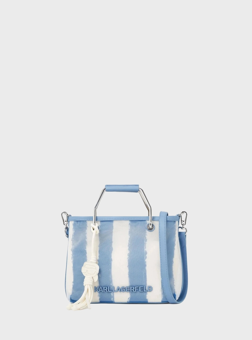 Karl Lagerfeld Ikon Mesh Small Tote Bag - Striped Blue
