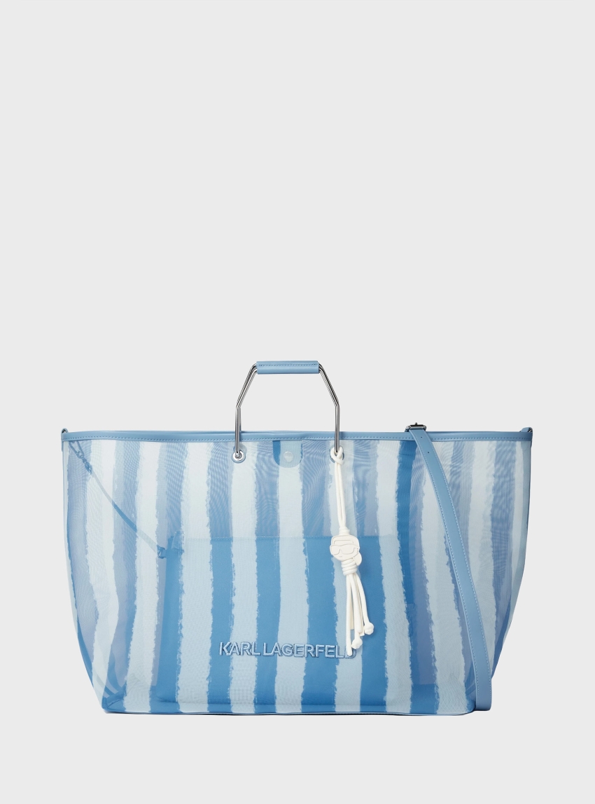 Karl Lagerfeld Ikon Mesh Xxl Tote - Striped Blue