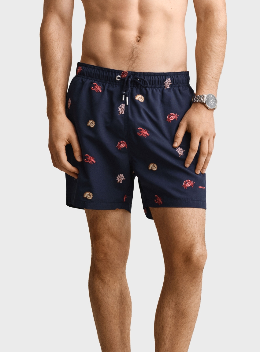 Gant Lobster Embroidered Swim Shorts - Navy