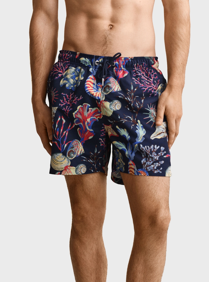 Gant Seaweed Print Swim Shorts - Blue