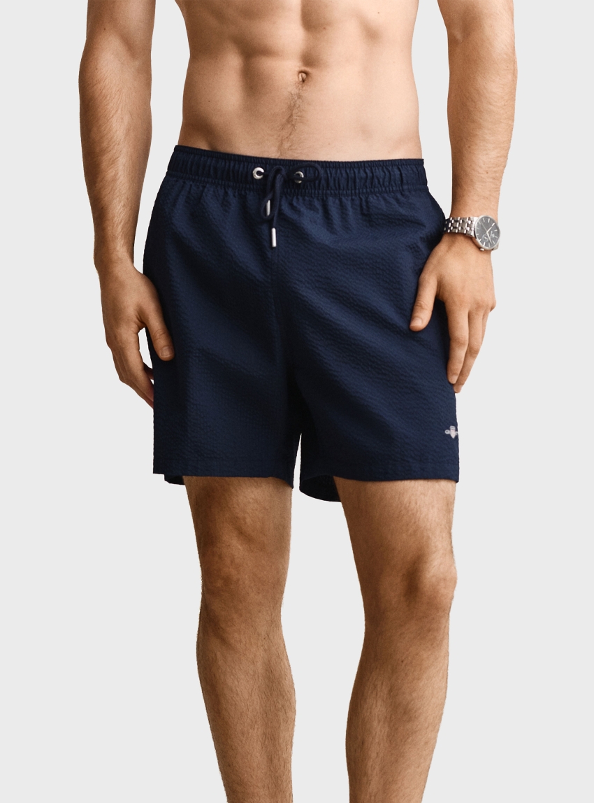 Gant Seersucker Swim Shorts - Navy