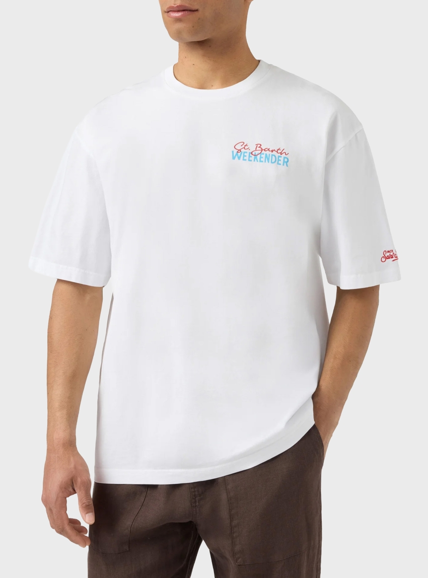MC2 Saint Barth Delmar t-shirt with St. Barth Weekender print and maxi graphic on the back - White