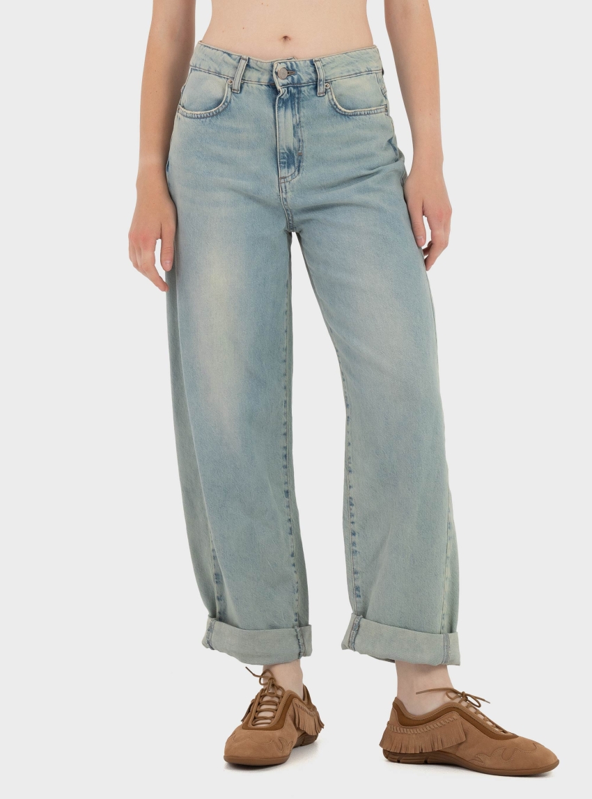 Philia Loft Barrel Fit Jeans - Light Aged Denim