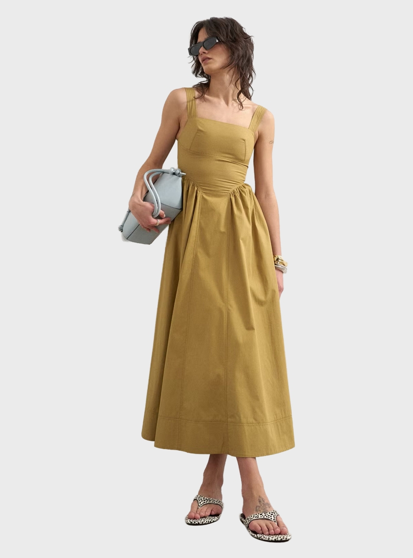 Topshop Millie Contrast Maxi Sundress - Khaki