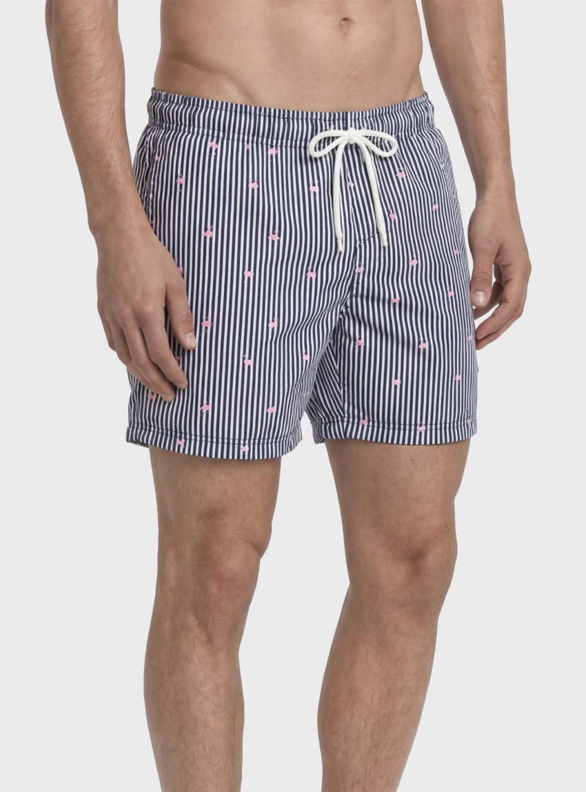 Jack & Jones Maui Breeze Mini Stripe Swim Shorts - Navy