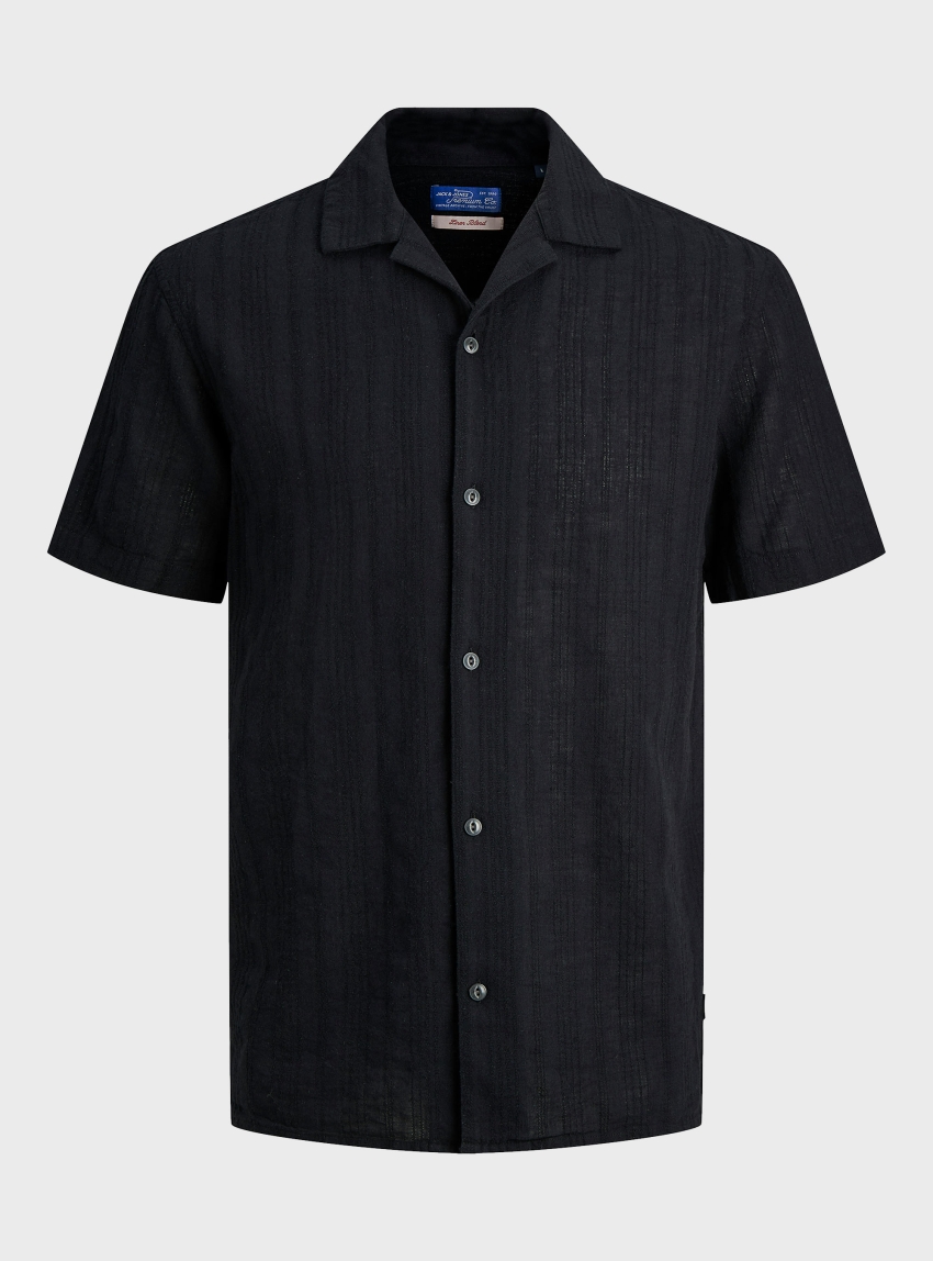 Jack & Jones Premium Summer Linen Blen Dobby Shirt - Black