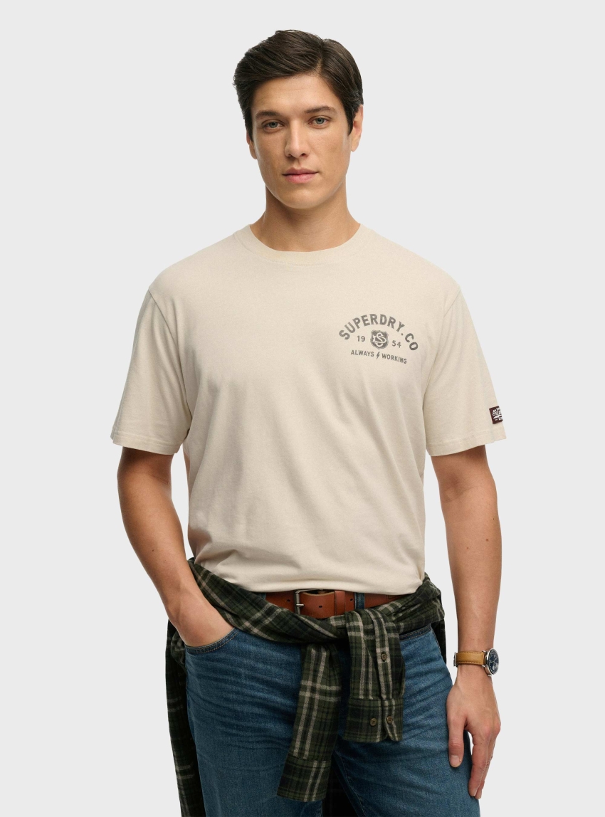 Superdry Heritage Biker Loose T-Shirt - Ecru