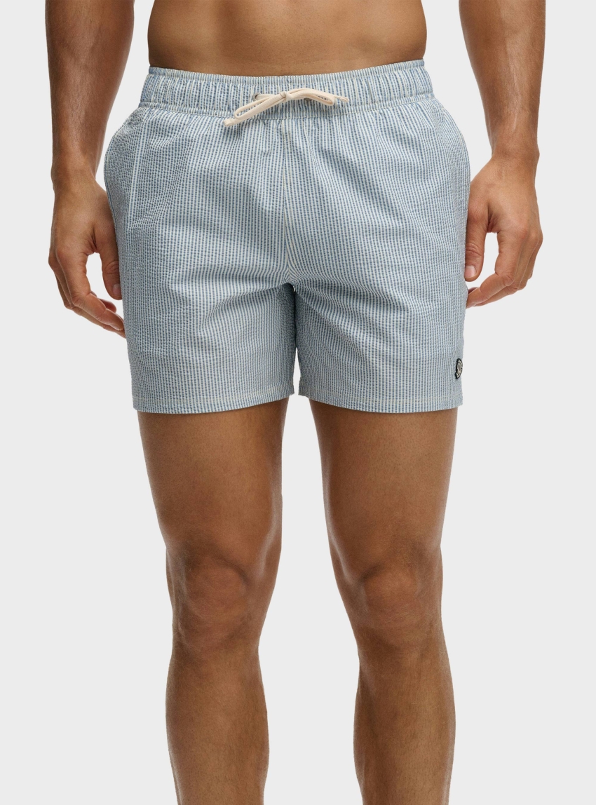 Superdry Seer Sucker Swim Shorts - Light Blue
