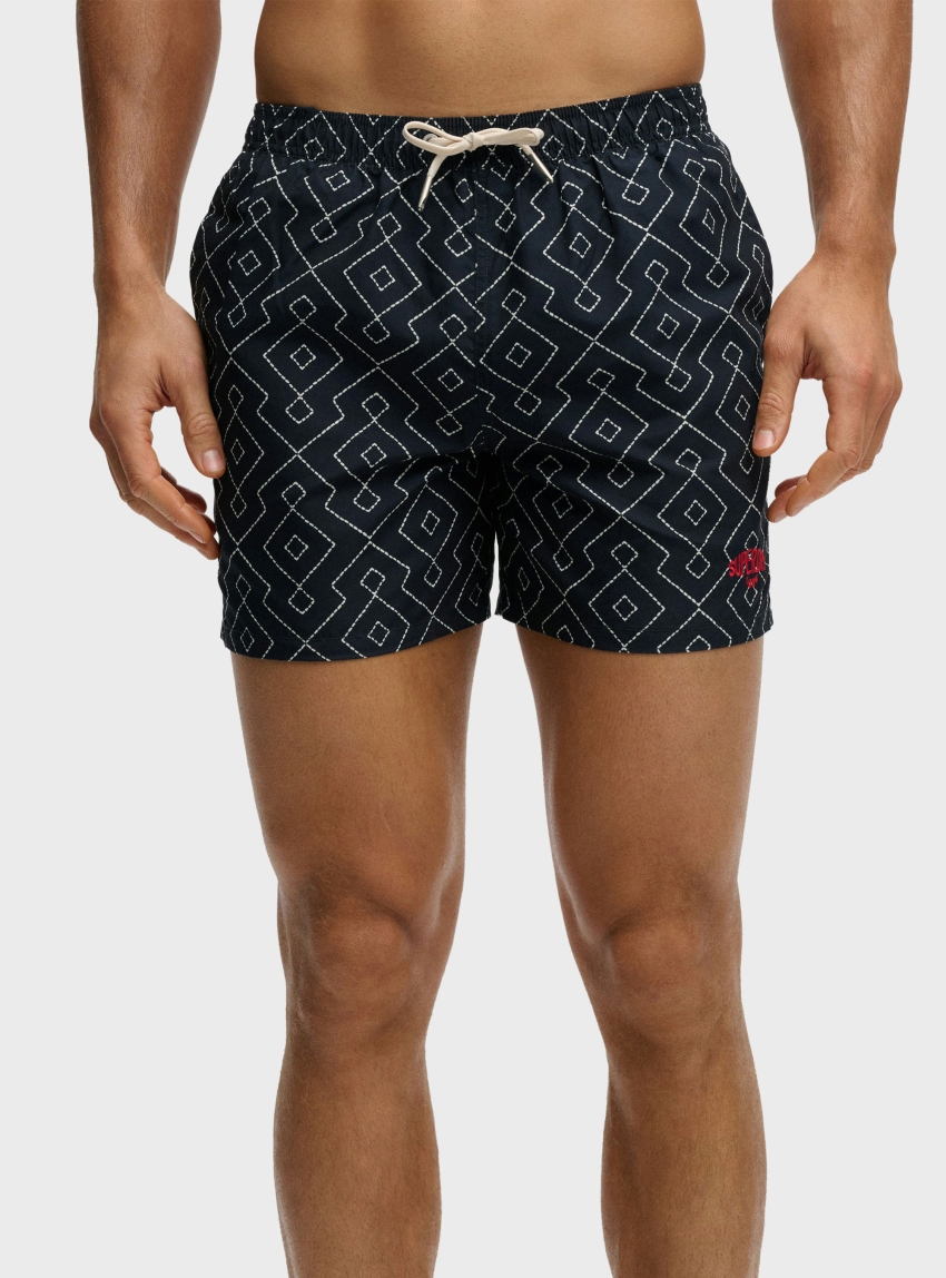 Superdry Premium Printed Swim Shorts - Dark Blue