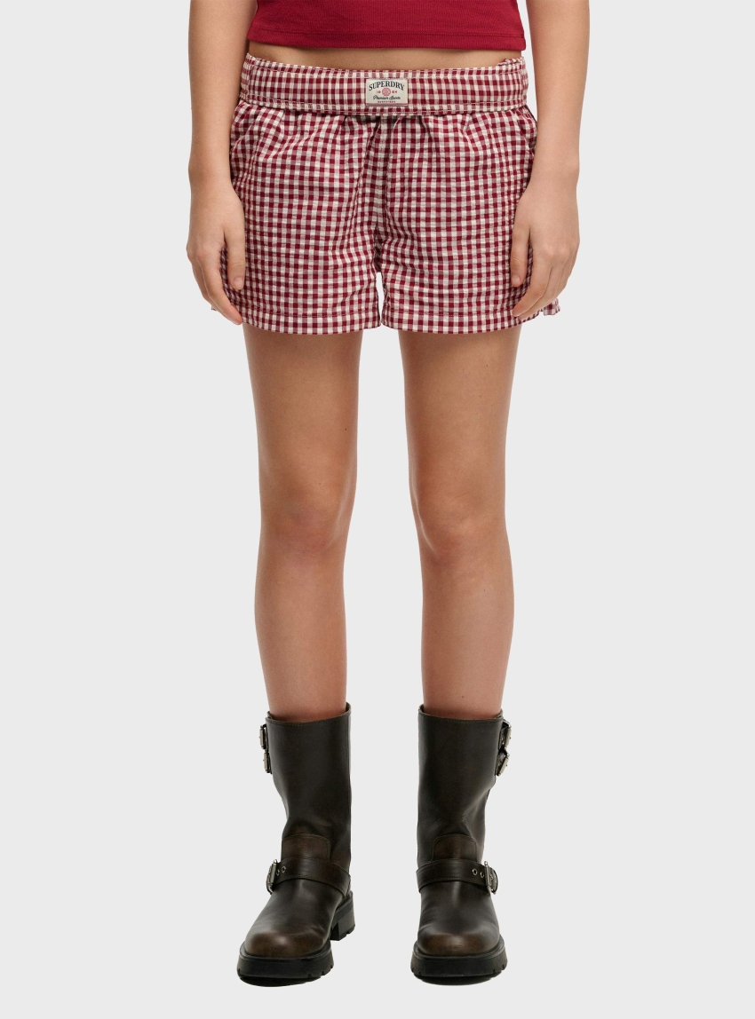 Superdry Organic Cotton Stripe Elasticated Shorts - Red