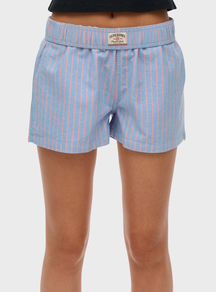 Superdry Organic Cotton Stripe Elasticated Shorts - Baby Pink
