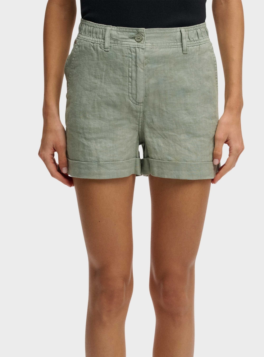 Superdry Mid Rise Linen Shorts - Light Green