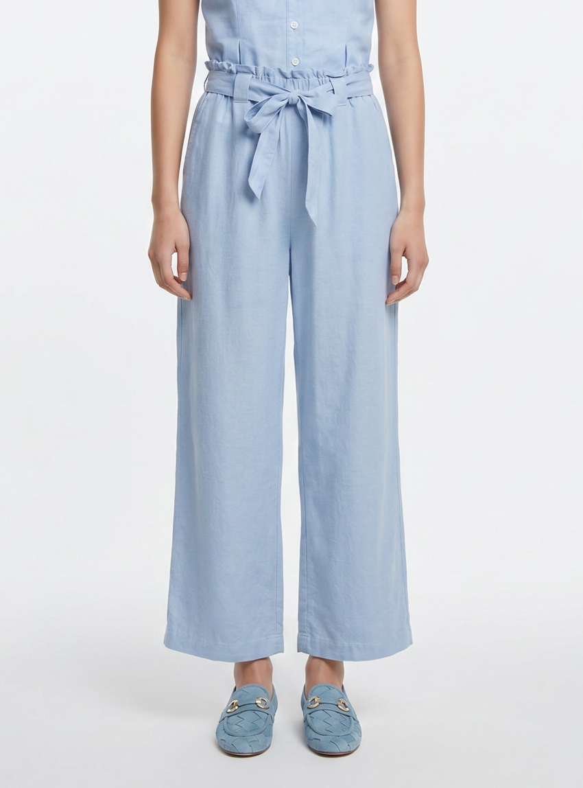 Vero Moda Norma High Waist Paperbag Chambray Culottes - Light Blue