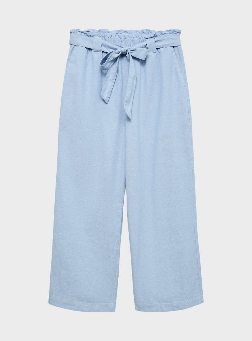 Vero Moda Norma High Waist Paperbag Chambray Culottes - Light Blue