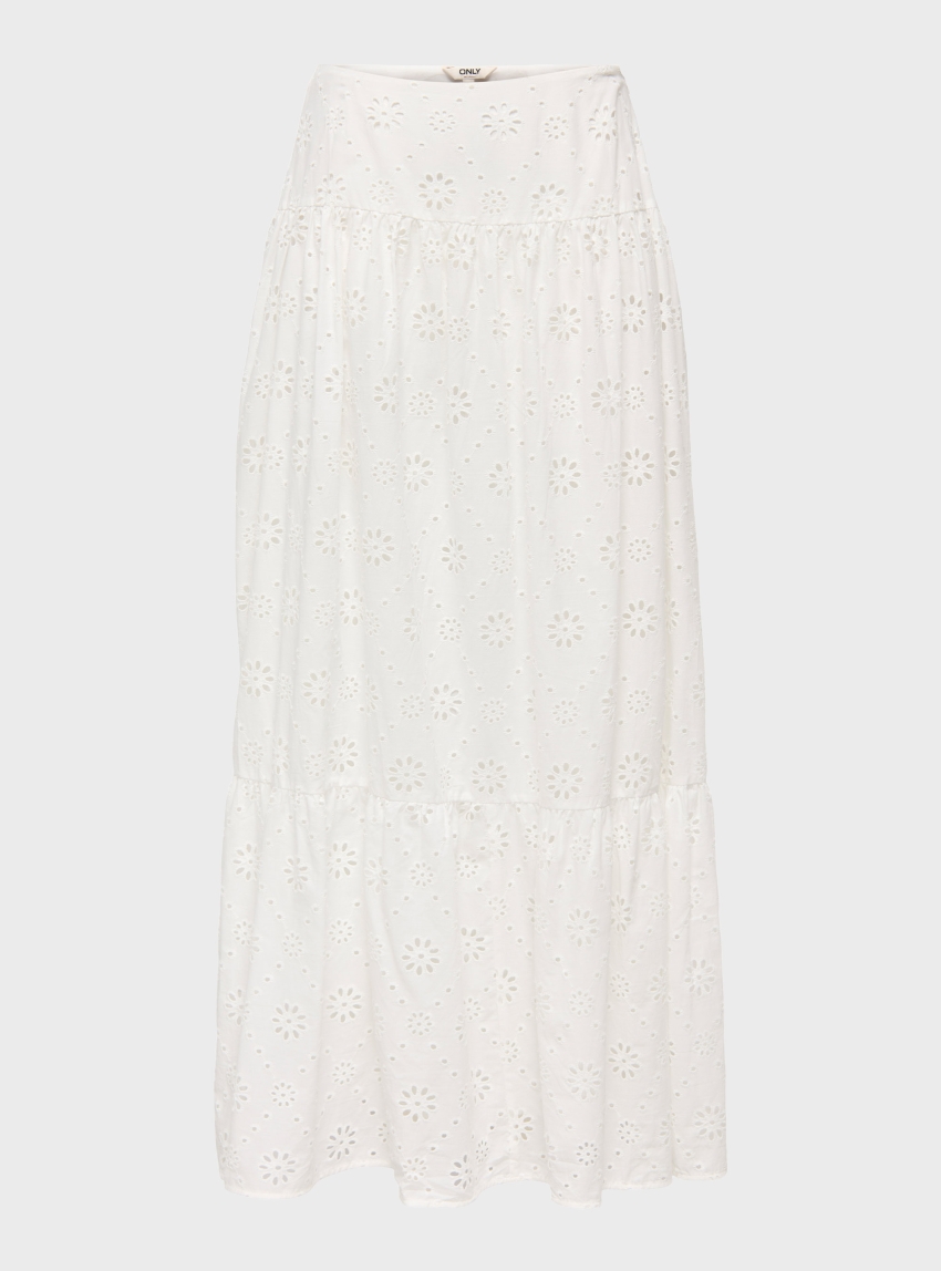 Only Alithea Long Embroidery Skirt - White
