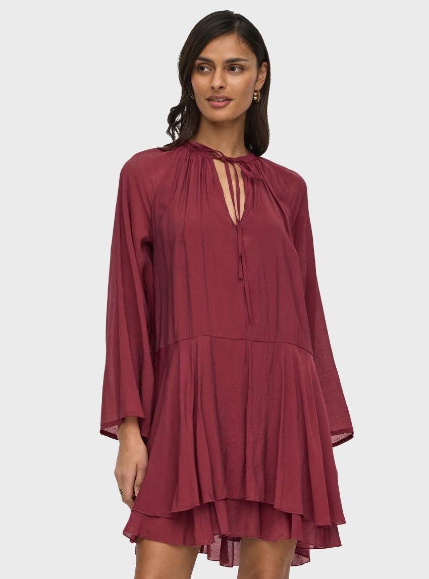 Jdy Harper Frill Dress - Dark Red