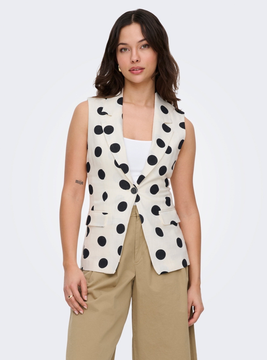 Only Viesta Linen Blend Waistcoat - White