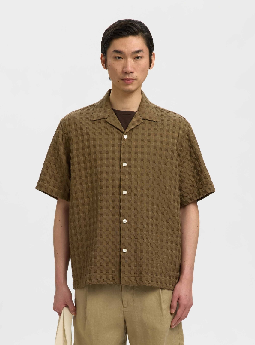 Selected Rlxmonty Texture Shirt - Brown