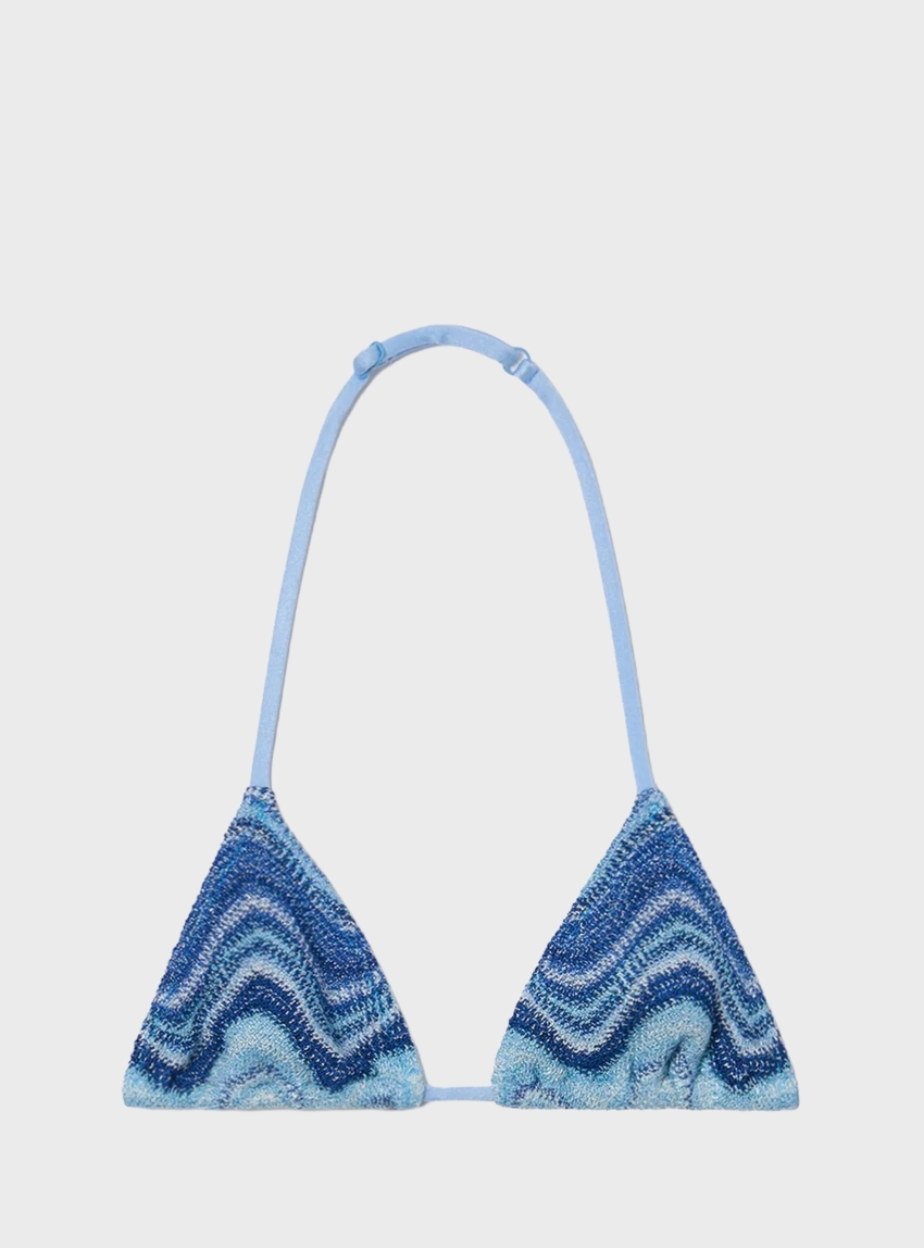 MC2 Saint Barth LEAH-FULL ADJUSTABLE TRIANGLE BIKINI TOP WITH REMOVABLE PADDING - Blue