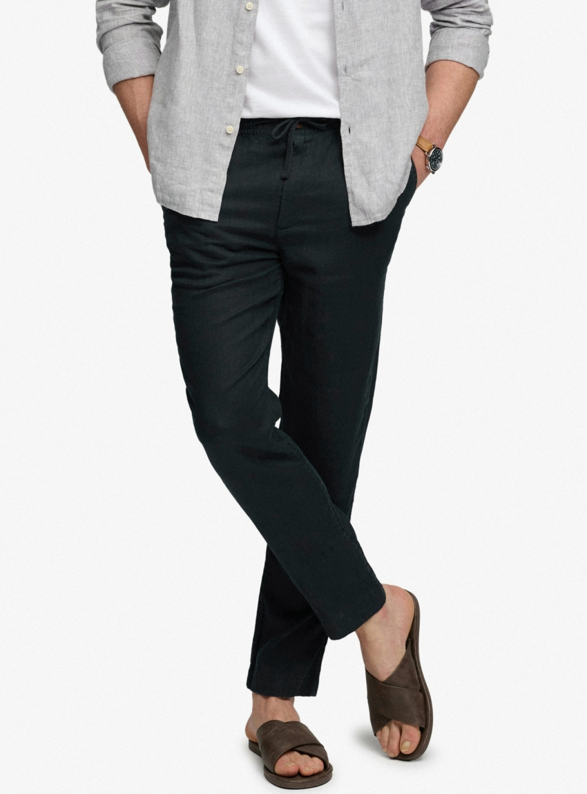 Superdry Merchant Linen Pants - Black
