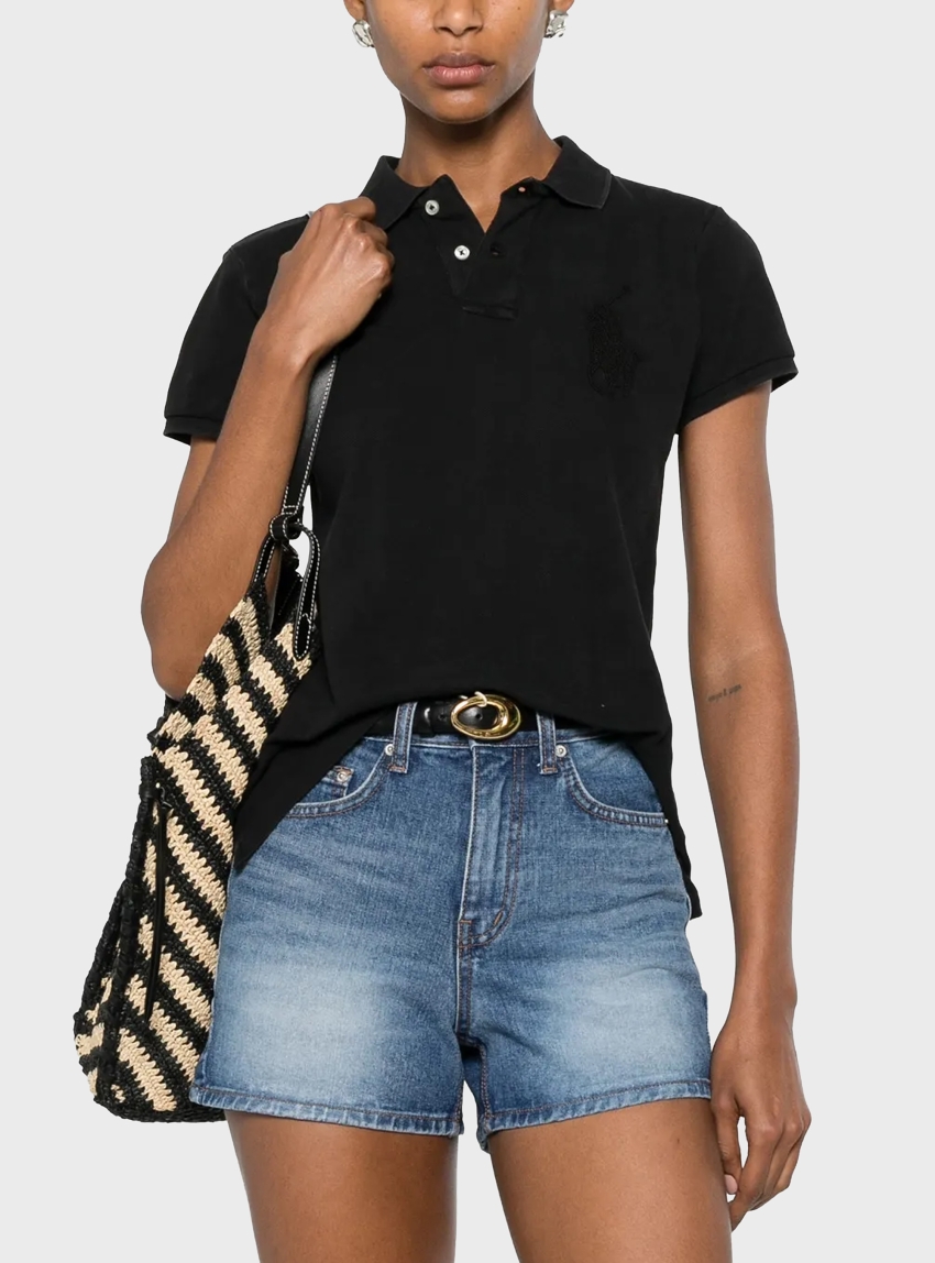 Polo Ralph Lauren Big Pony Linen Polo Shirt - Black