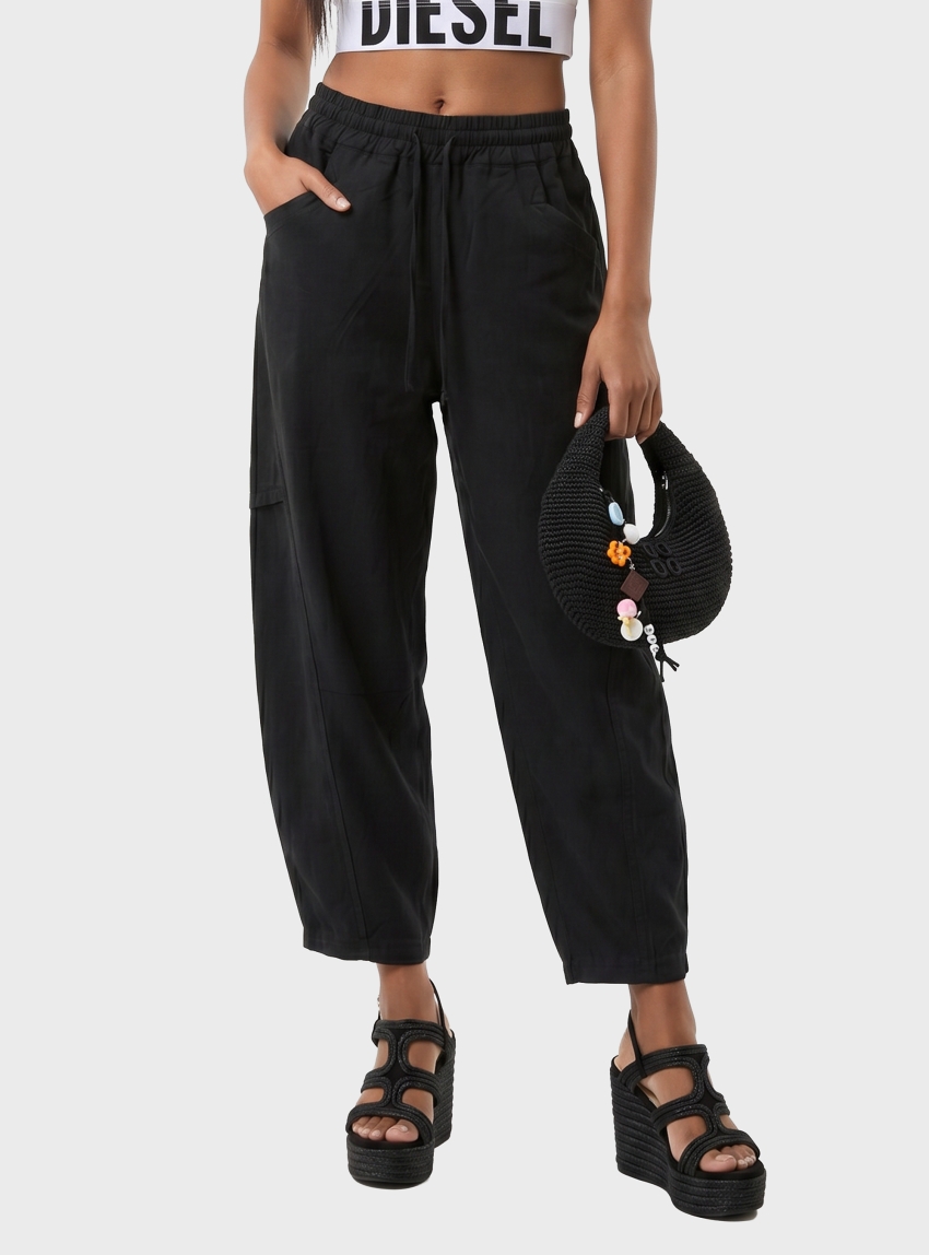 Black & Black  Relaxed Fit Trousers - Black