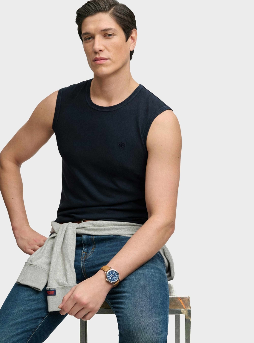 Superdry Classic Cotton Linen Tank Top - Navy