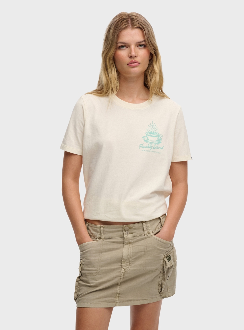 Superdry Roadside Trade Relaxed T-Shirt - Off White