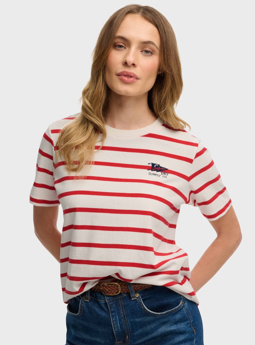 Superdry Heritage Hamptons Stripe T-Shirt - Red