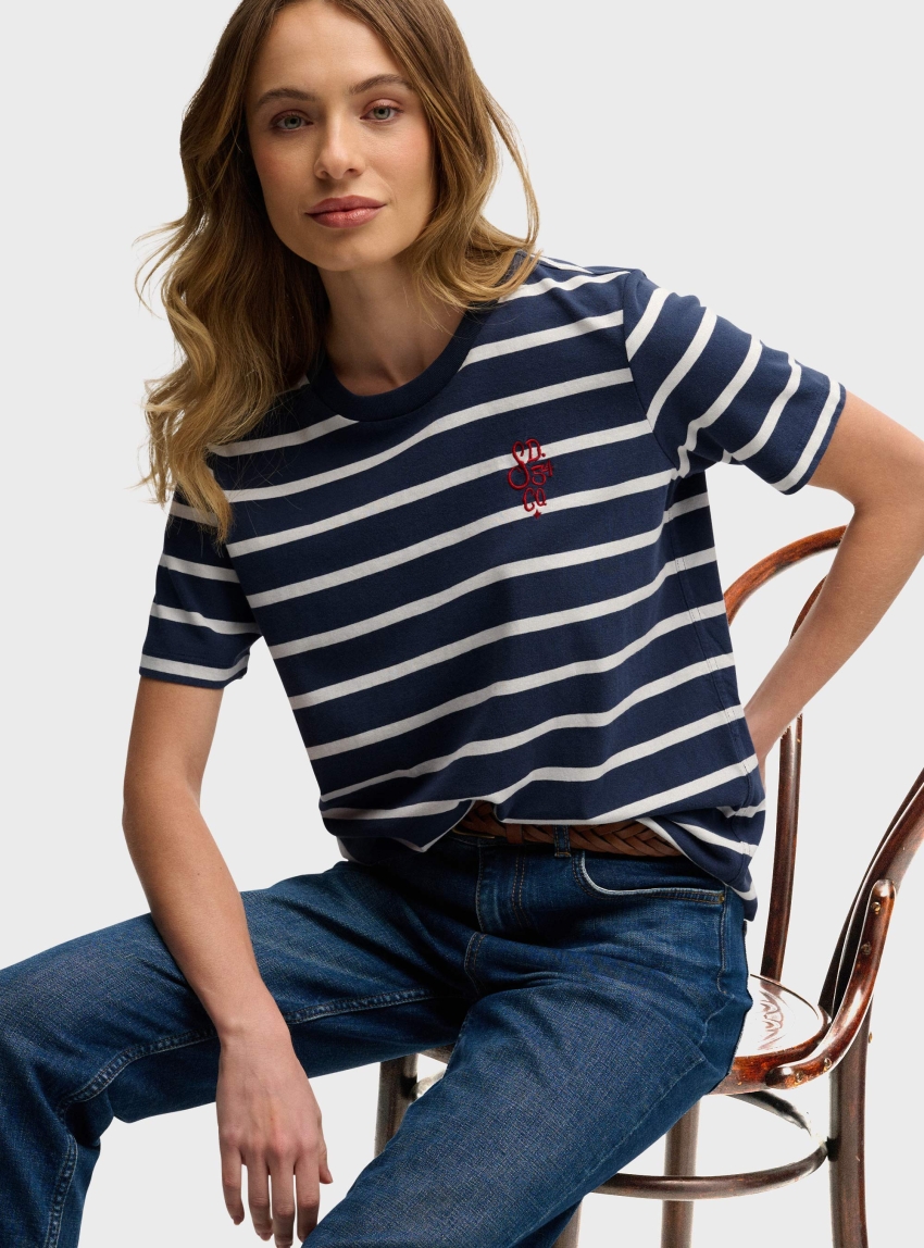 Superdry Heritage Hamptons Stripe T-Shirt - Striped Blue