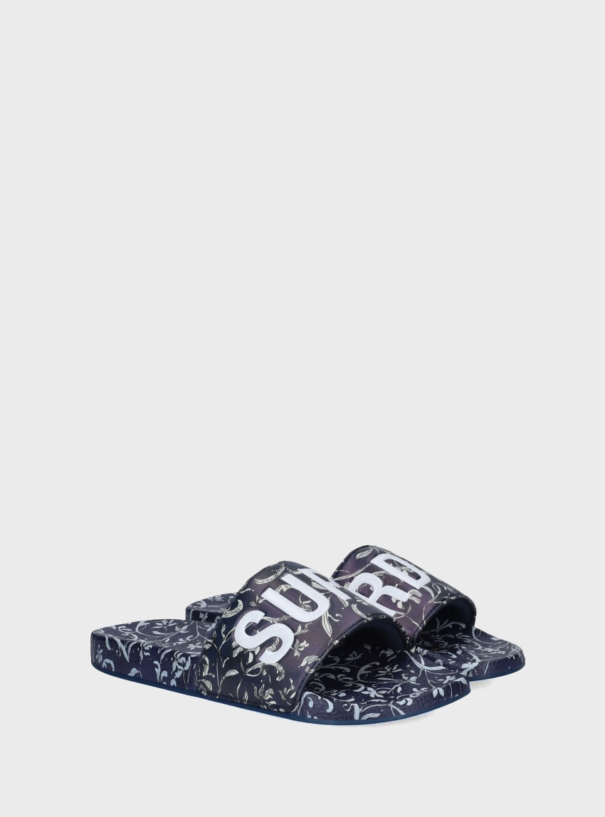 Superdry Printed Pool Slides - Navy